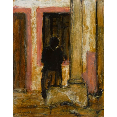 Frau in Interieur