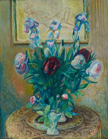 Stillleben mit Pfingstrosen und Iris, 1953