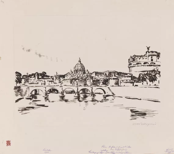 Alfred Heinrich Pellegrini — Rom. 1 sign. Zeichnung und 15 Orig.-Lithographien