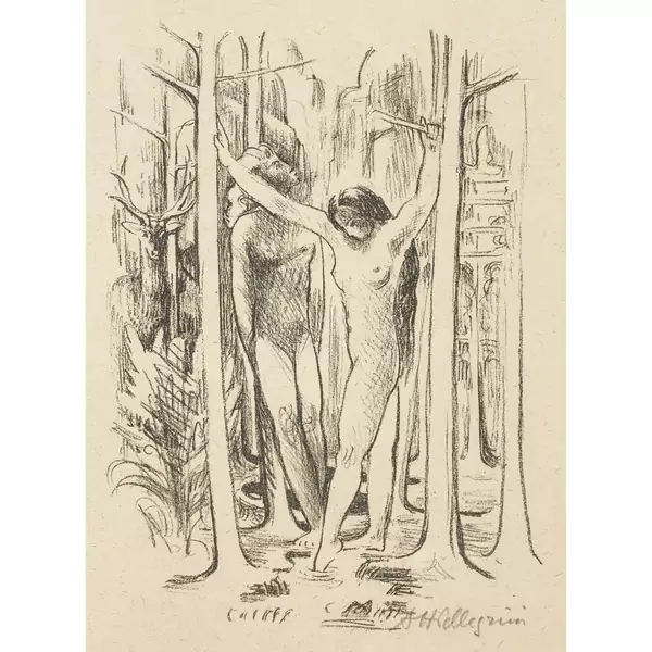 Unbekleidete Frauen im Wald