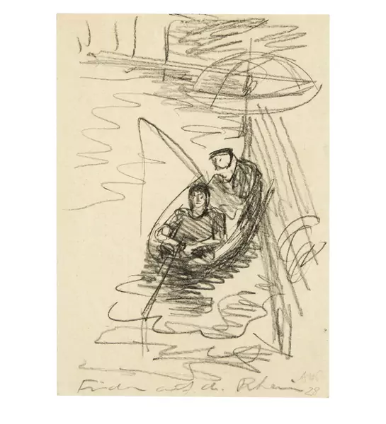 Alfred Heinrich Pellegrini — Postkarte an Max Wassmer — Galerie Kornfeld