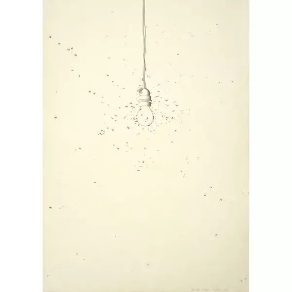 Alfred Hofkunst — Fliegen umschwirren eine Glühbirne — Galerie Kornfeld