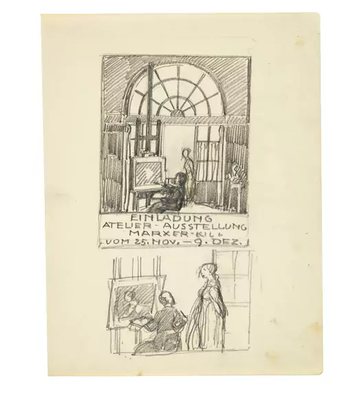 Alfred Marxer — Sammelnummer von Entwürfen für eine Einladung zur Atelierausstellung — Galerie Kornfeld
