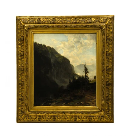 Paysage alpestre animé avec cascade
