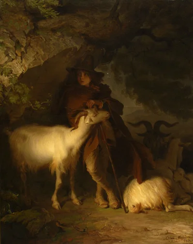 Alfred van Muyden — Berger italien et son troupeau de moutons
