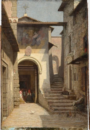 Villageois à l'église