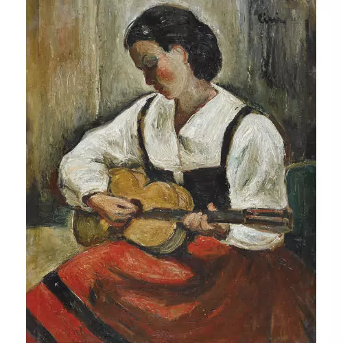 Bildnis einer Frau mit Gitarre