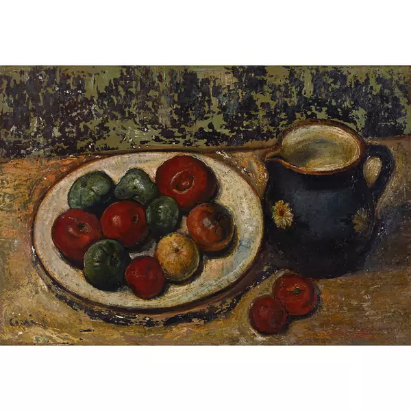 Stillleben mit Obst und Krug
