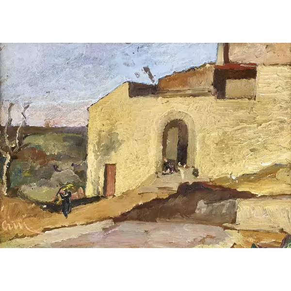 Devant la porte du château de Sion
