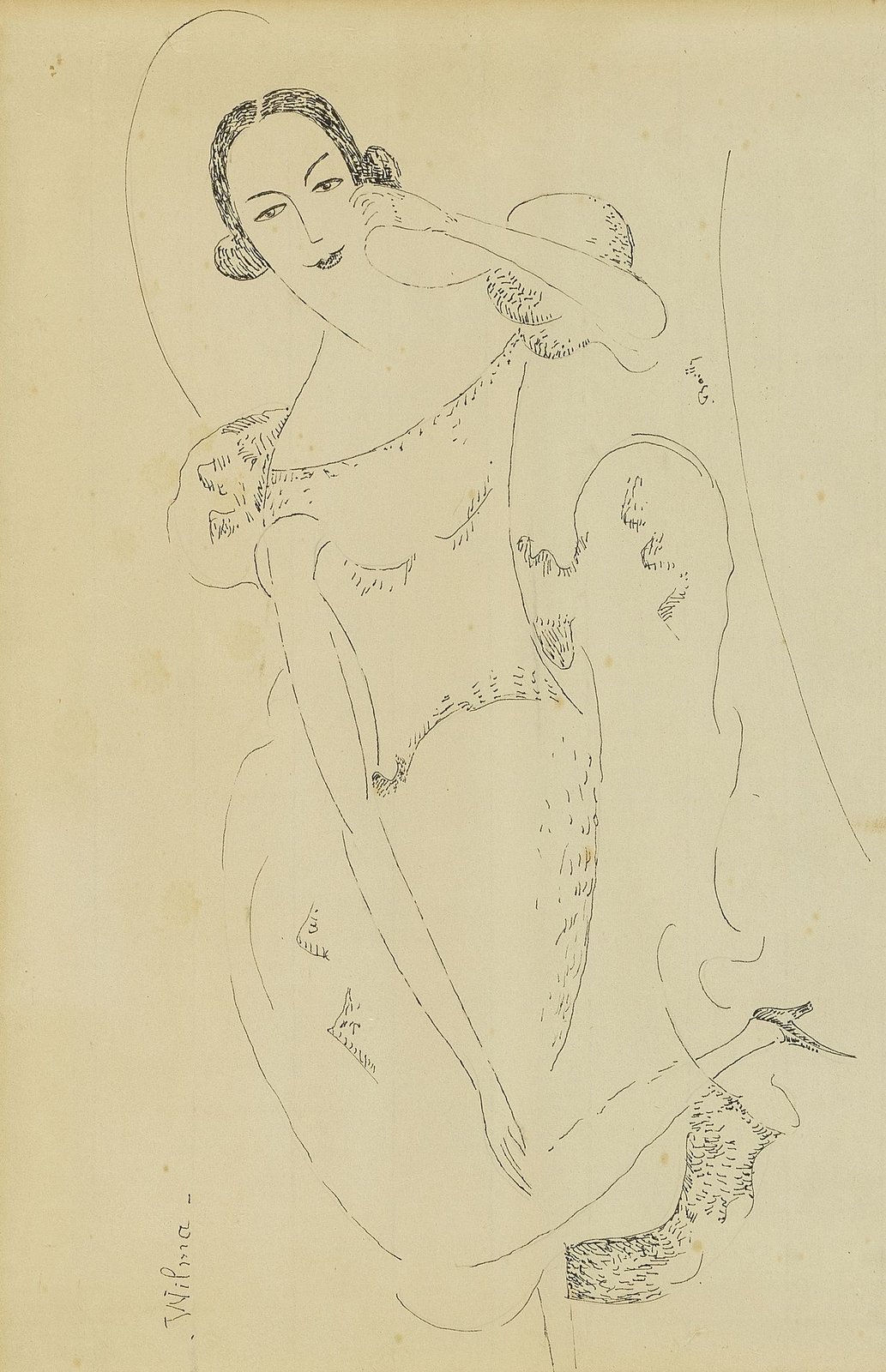 Dessin préparatoire pour la peinture à l'huile: "Villégiature. Portrait de Wilma Toosbuy"
