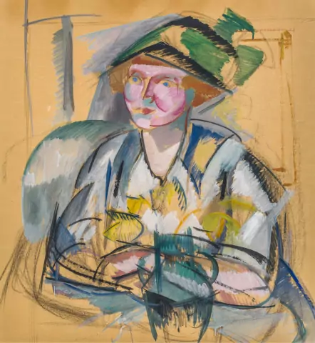 Portrait de femme au chapeau, um 1920