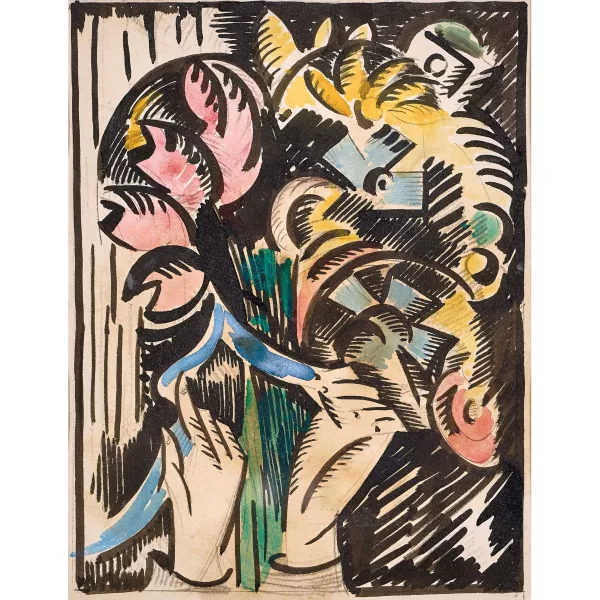 Alice Bailly — "Bouquet de fleurs et mains".