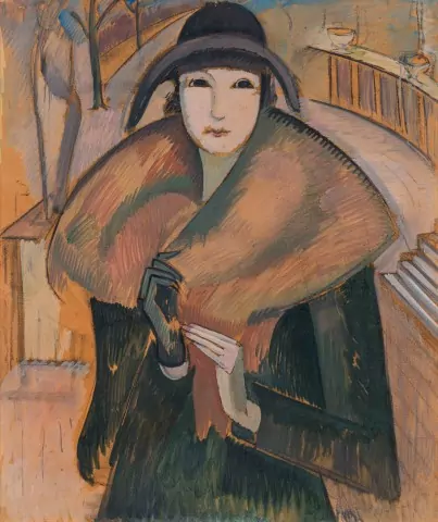 Jeune femme au col de fourrure, um 1921