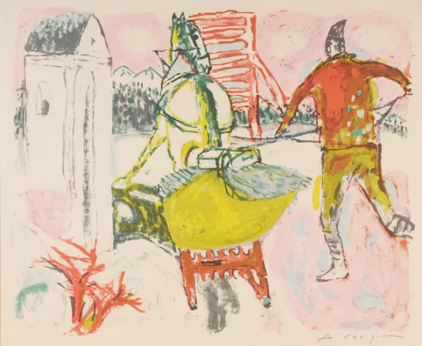 Alois Carigiet — Bauer mit Schlittengefährt, 1962