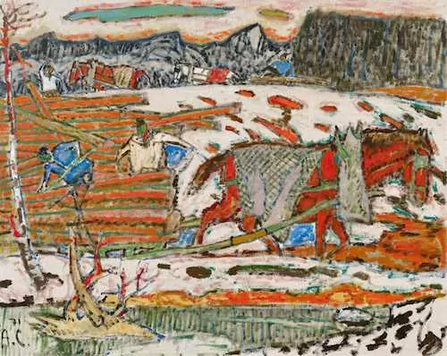 ALOIS CARIGIET — Hauling wood. 1971. — Koller Auktionen