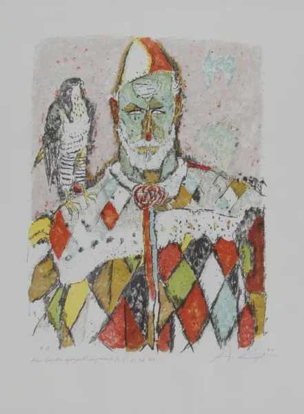 Alois Carigiet — Mann mit Rautenkleid, 1974