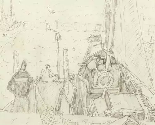 ALOIS CARIGIET — Am Hafen (Entwurf für eine Farblithografie). — Koller Auktionen