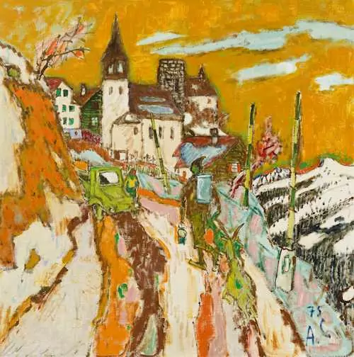 ALOIS CARIGIET — On the street towards Schlans. 1975. — Koller Auktionen
