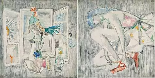 ALOIS CARIGIET — Diptych: Ballettstunde hat Gold im Munde. — Koller Auktionen