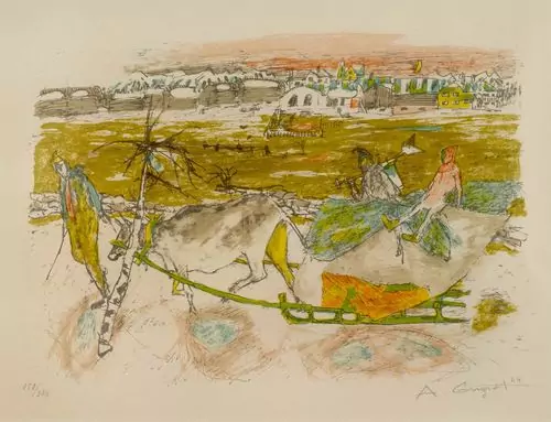 ALOIS CARIGIET — Bauern mit Schlitten. 1964. — Koller Auktionen