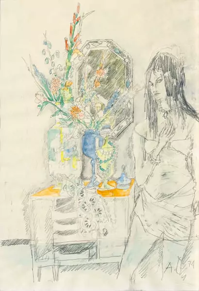 ALOIS CARIGIET — Mädchen vor dem Spiegel. 1974. — Koller Auktionen