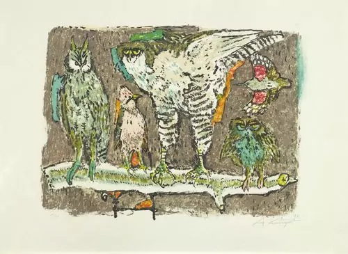 ALOIS CARIGIET — Voliere in lila. 1973. — Koller Auktionen