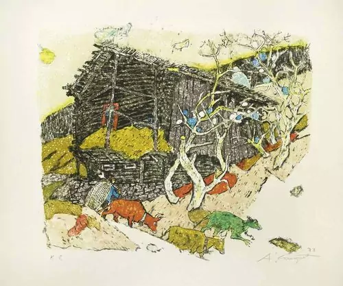 ALOIS CARIGIET — Bündnerstall. 1972. — Koller Auktionen