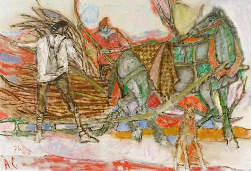 ALOIS CARIGIET — Bauern beim Holzsammeln. 1976. — Koller Auktionen