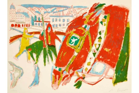 St. Moritz mit rotem Pferd