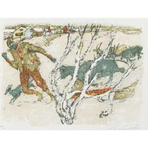 Alois Carigiet — "Bauer hinter den Birken".