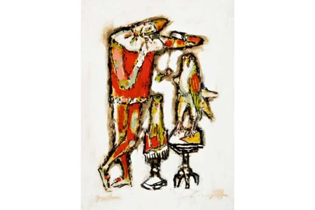 Harlekin mit Falke