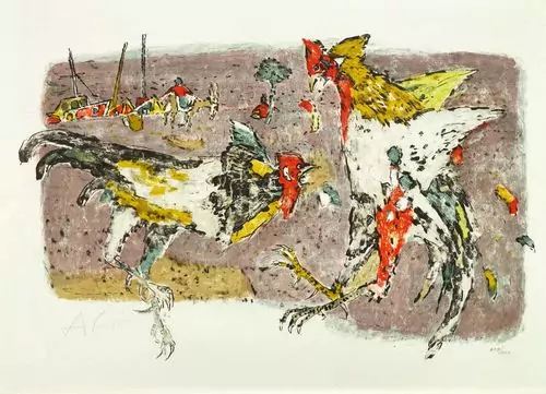 ALOIS CARIGIET — Hahnenkampf. 1968. — Koller Auktionen