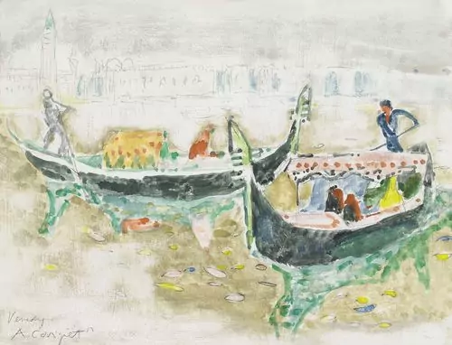 ALOIS CARIGIET — Ansicht von Venedig mit zwei Gondeln. 1953. — Koller Auktionen