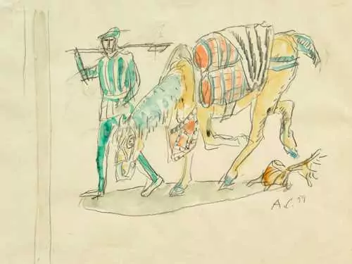 ALOIS CARIGIET — Säumer mit Saumpferd. 1959. — Koller Auktionen