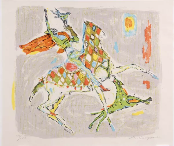 Alois Carigiet — Reiter mit Hund und Falke, 1962