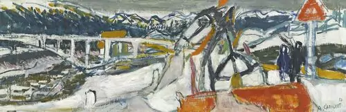 ALOIS CARIGIET — Berglandschaft mit einem Pferd im Vordergrund. 1956. — Koller Auktionen