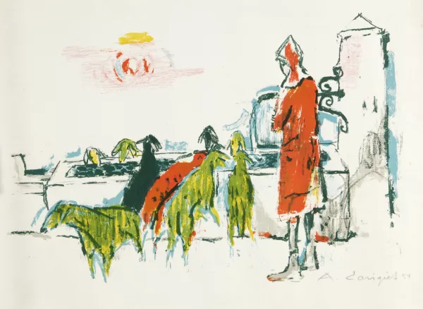 Alois Carigiet — 2 Blätter: Schafhirtin, 1954; Begegnung auf Kos, 1962