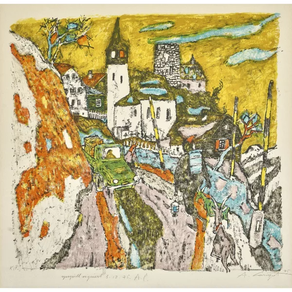 Alois Carigiet — "An der Strasse nach Schlans".
