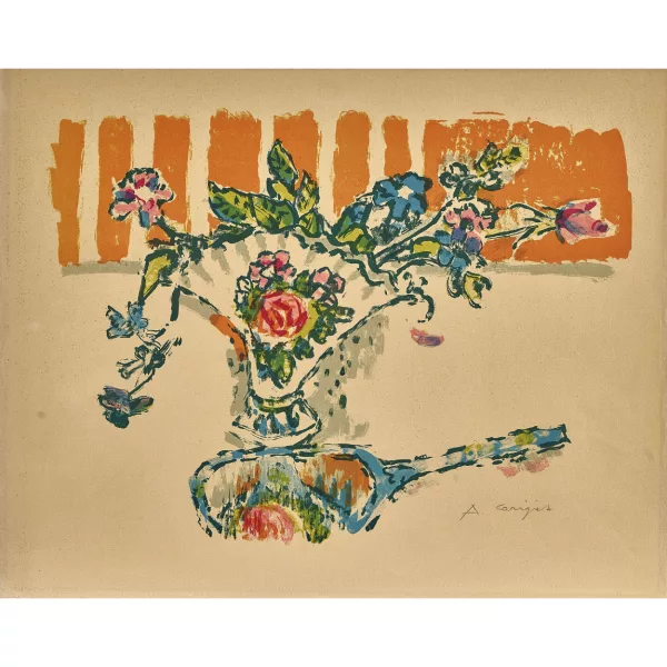 Alois Carigiet — "Blumenstillleben in Rokokovase".