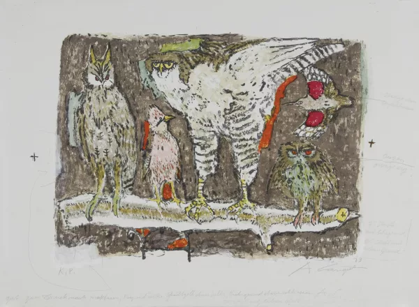 Alois Carigiet — Volière vor lila, 1973