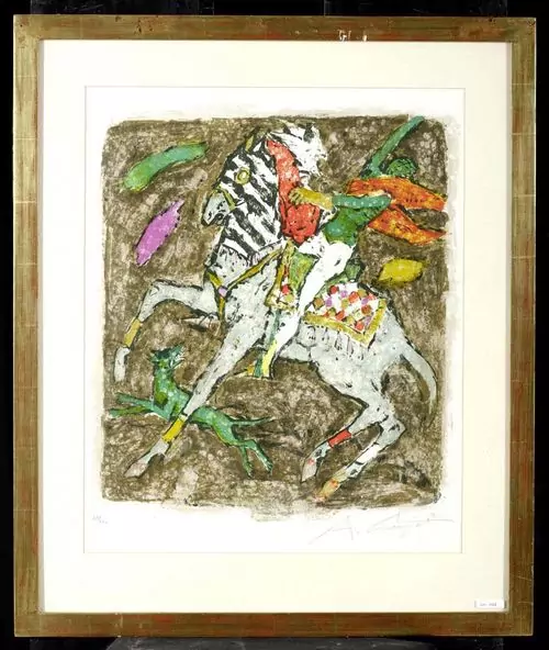 ALOIS CARIGIET — Falkner zu Pferd. 1970. — Koller Auktionen