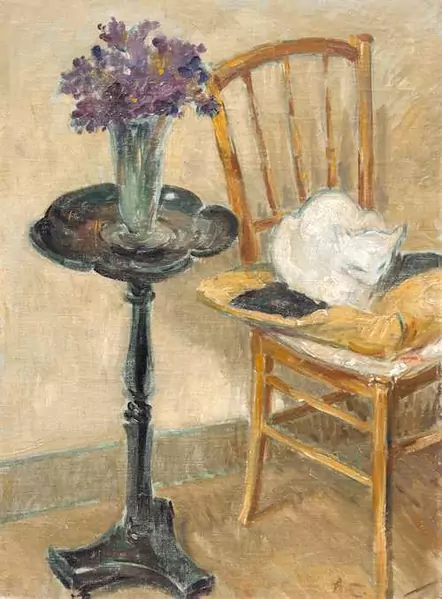 ALOIS CARIGIET — Stillleben mit weisser Katze. Um 1930. — Koller Auktionen