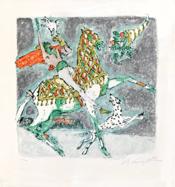 Alois Carigiet — Falkner zu Pferd, 1977