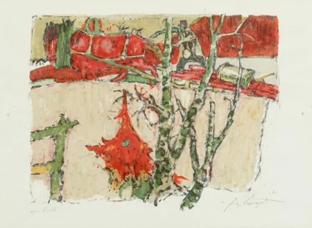 Bauer mit Holzschlitten, 1967