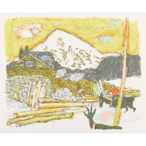 Alois Carigiet — Ziegenhirt und Ziege.