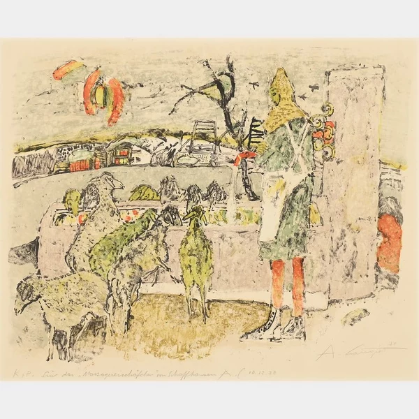 Alois Carigiet — An der Tränke.