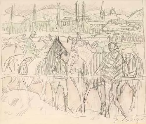 ALOIS CARIGIET — Jockeys mit ihrem Pferden. — Koller Auktionen
