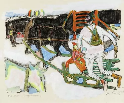 ALOIS CARIGIET — Bauer mit Schlitten. 1965. — Koller Auktionen