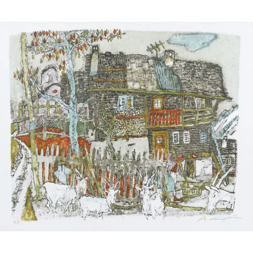 Alois Carigiet — "Bauernhaus in Leis".