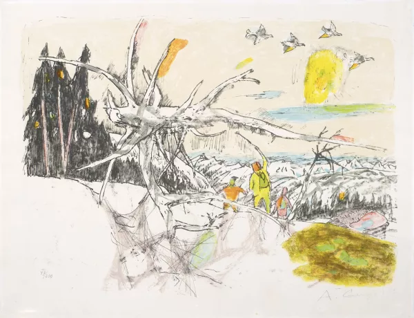 Alois Carigiet — 2 Blätter: Winterszene, 1964; Stillleben 1974